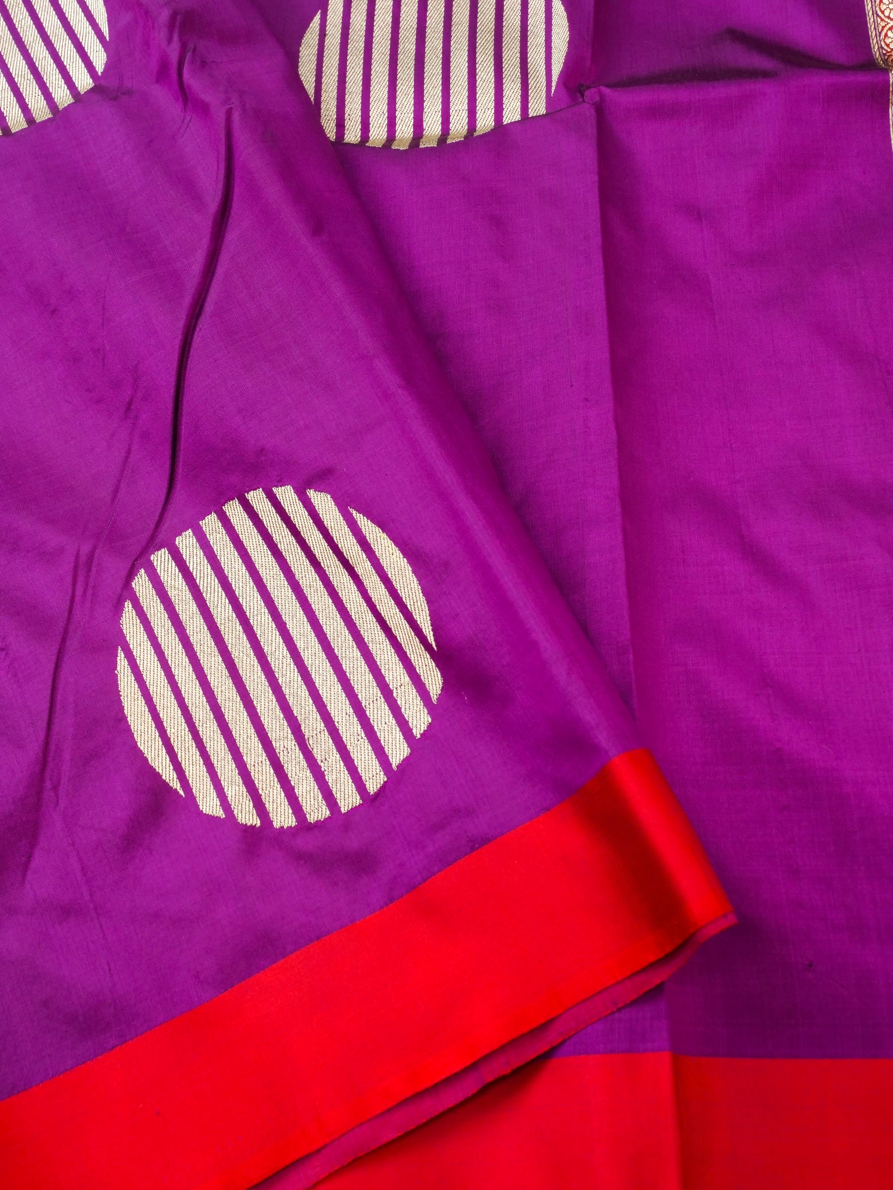 Handloom Banarasi Katan Silk Saree Purple Red Border - Khinkhwab