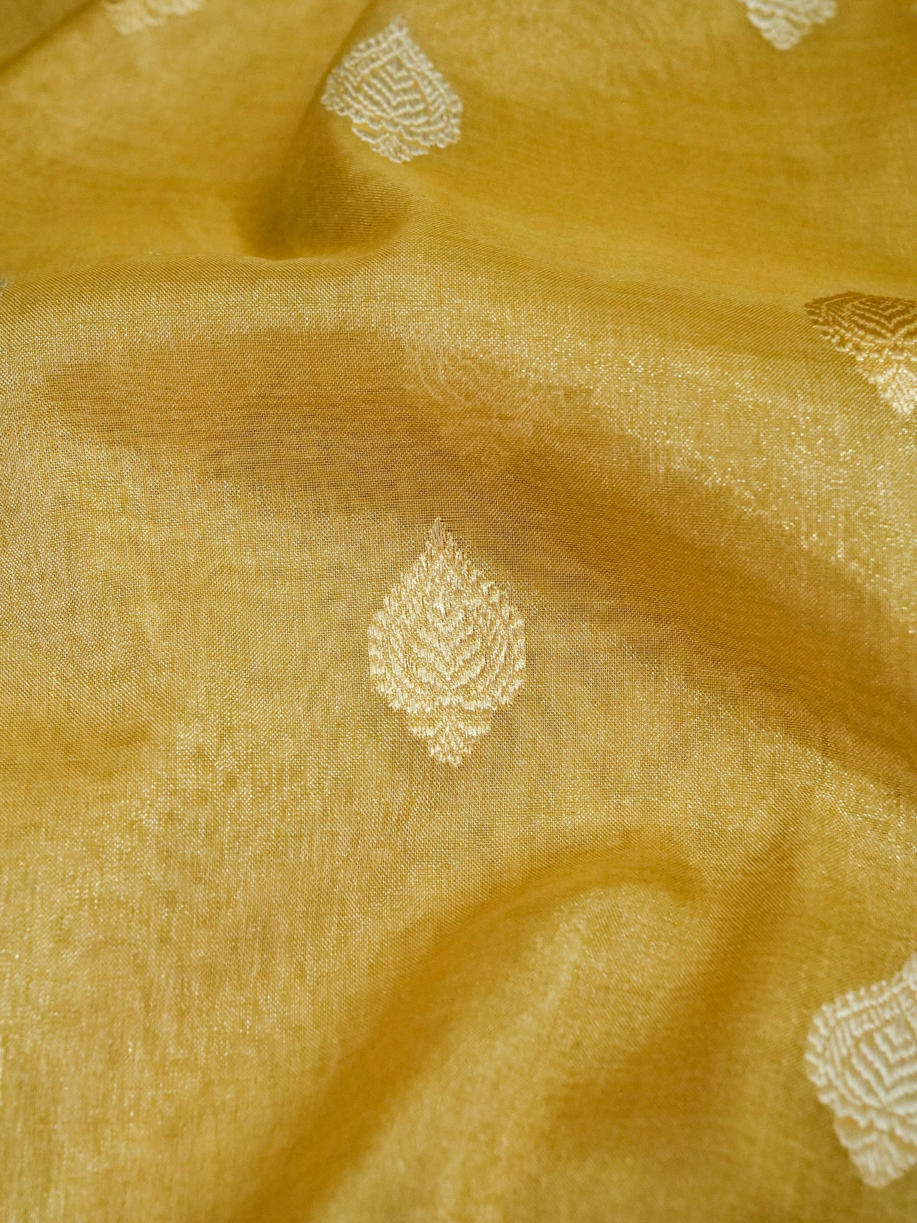 Banarasi Cotton Tissue Kadwa Konia Handloom Saree | Antique Gold - Khinkhwab