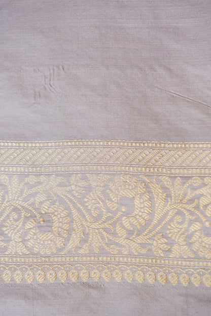 Banarasi Katan Silk Kadwa Jangla Handloom Saree in Lavendar Grey - Khinkhwab