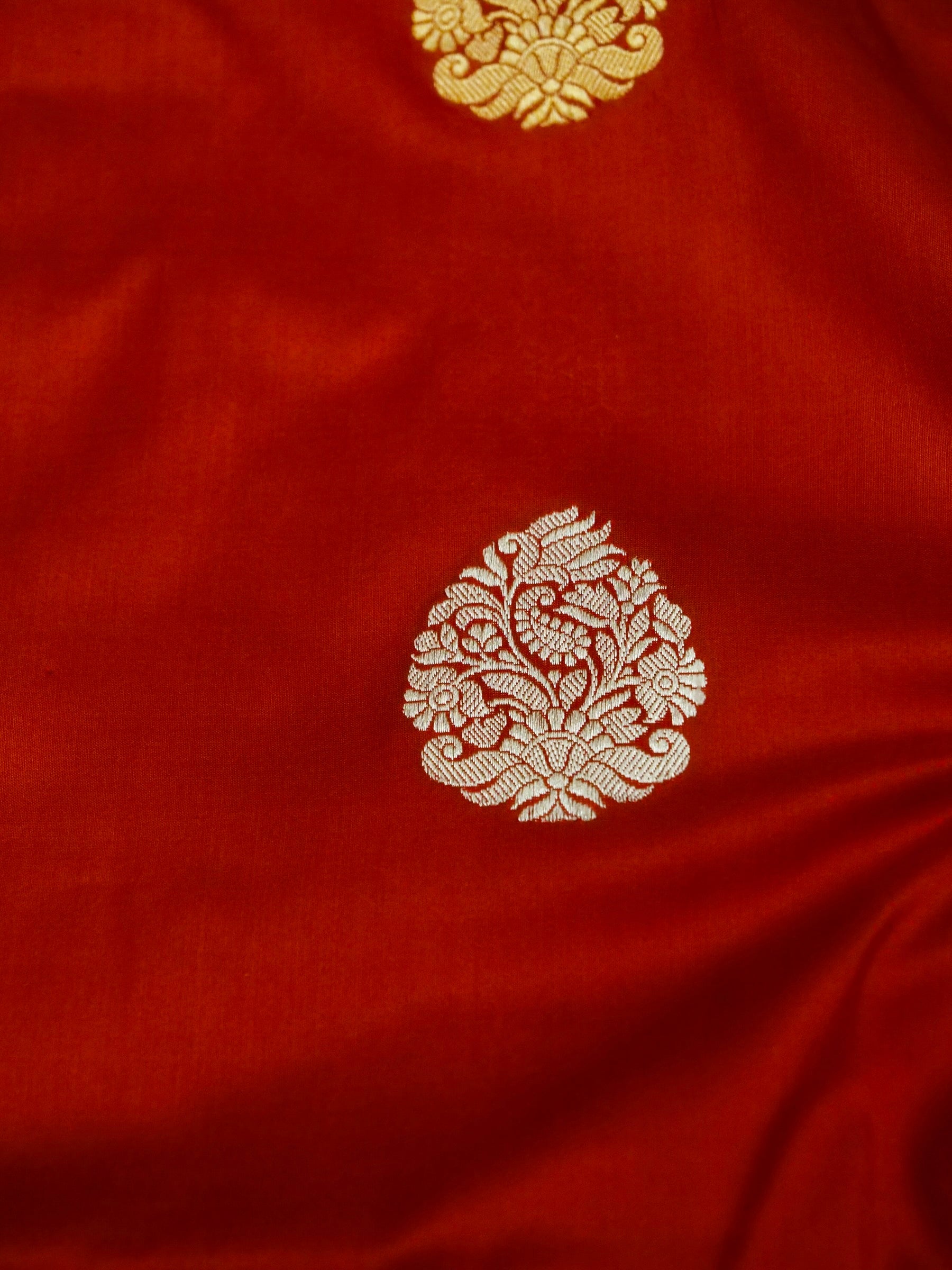 Banarasi Katan Silk Kadwa Alfi Boota Handloom Saree | Rust - Khinkhwab