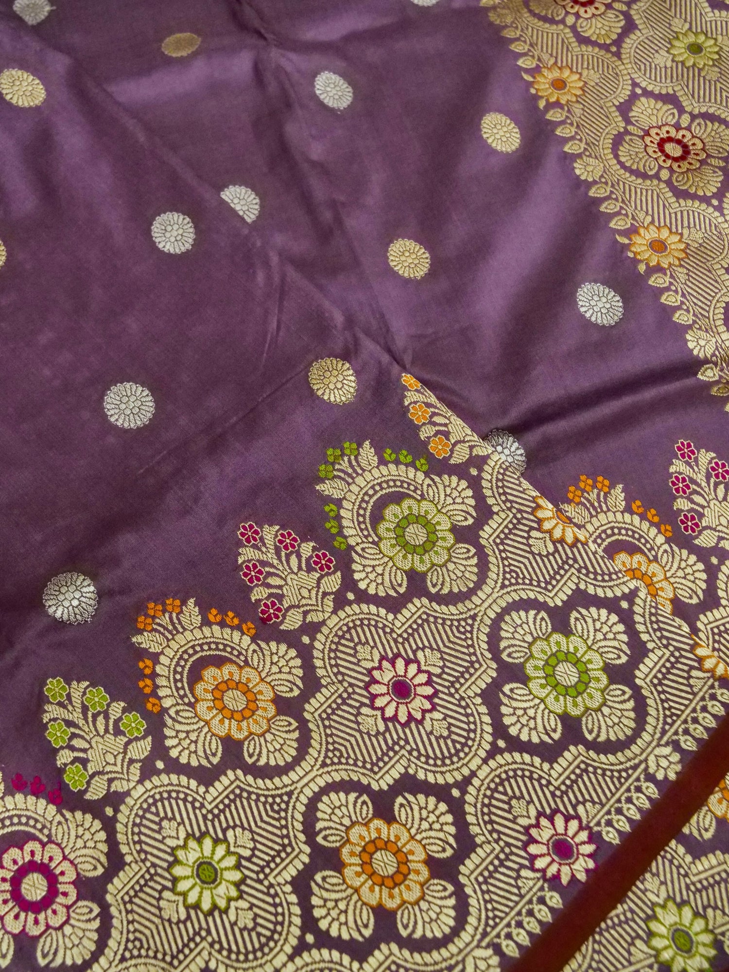Banarasi Katan Silk Meenakari Border Handloom Saree | Purple - Khinkhwab
