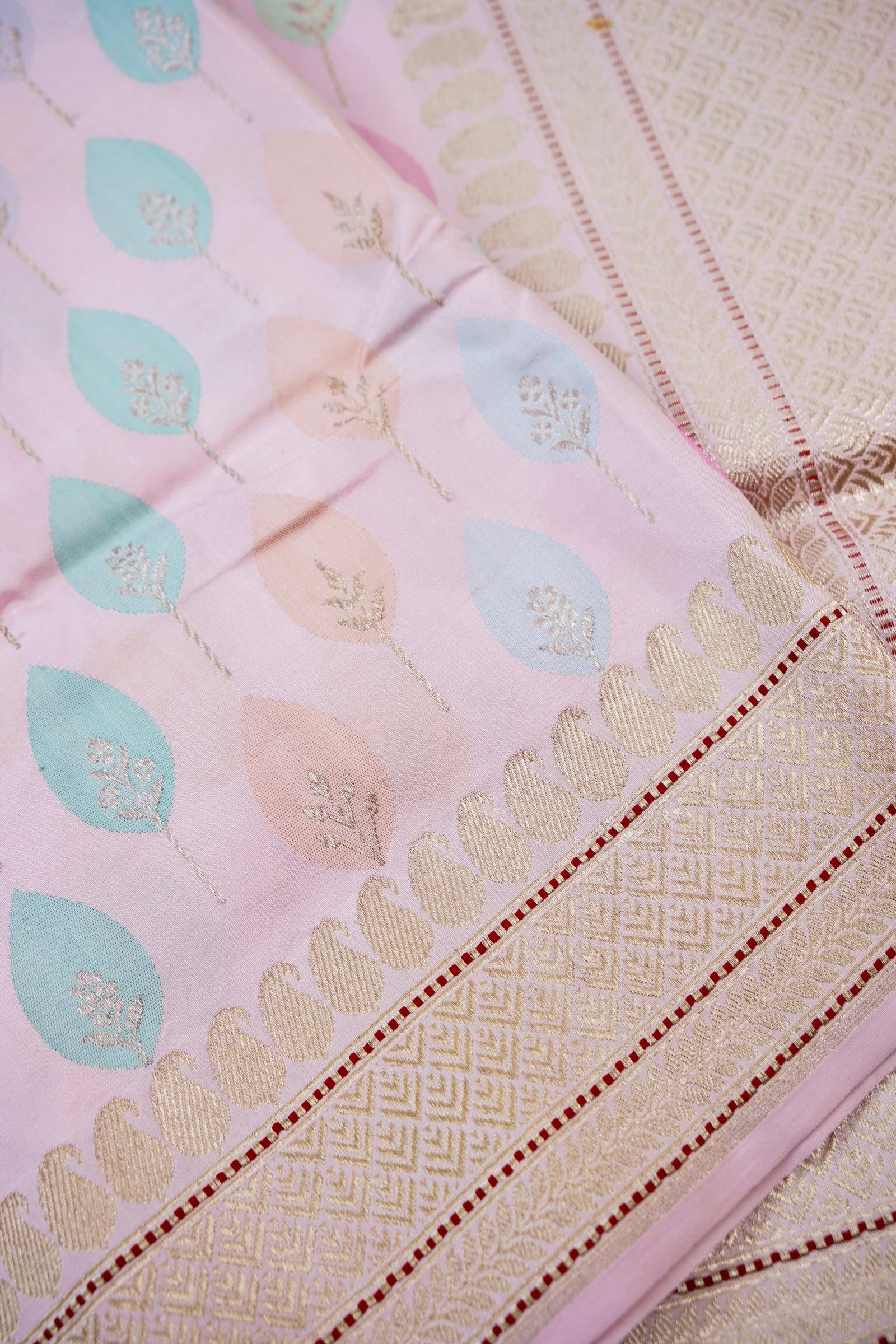Banarasi Katan Silk Kadwa Handloom Saree in Powder Pink - Khinkhwab