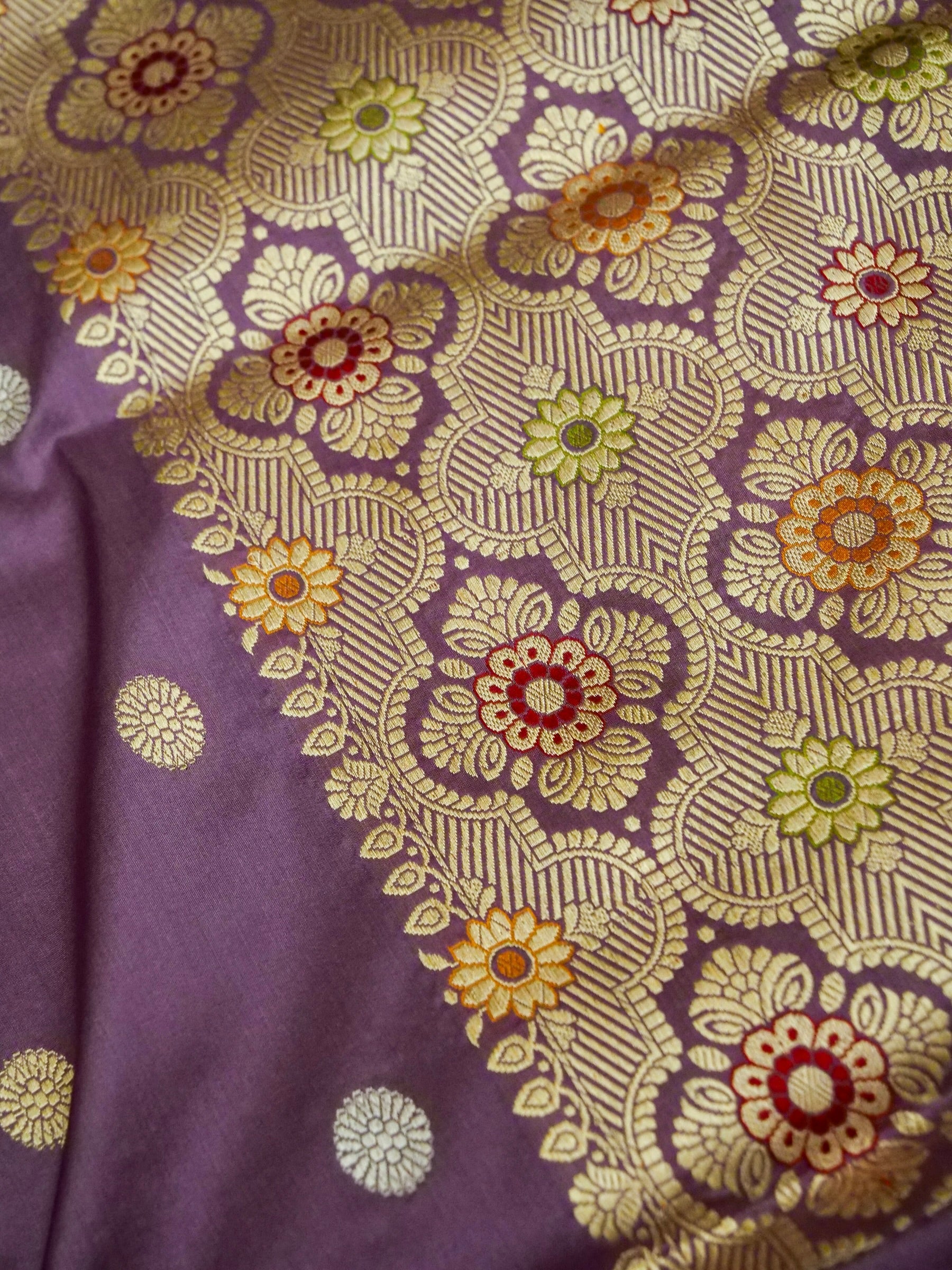 Banarasi Katan Silk Meenakari Border Handloom Saree | Purple - Khinkhwab