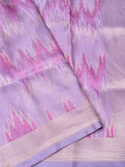Banarasi Katan Silk Resham Tanchoi Handwoven Saree in Lilac Pink - Khinkhwab