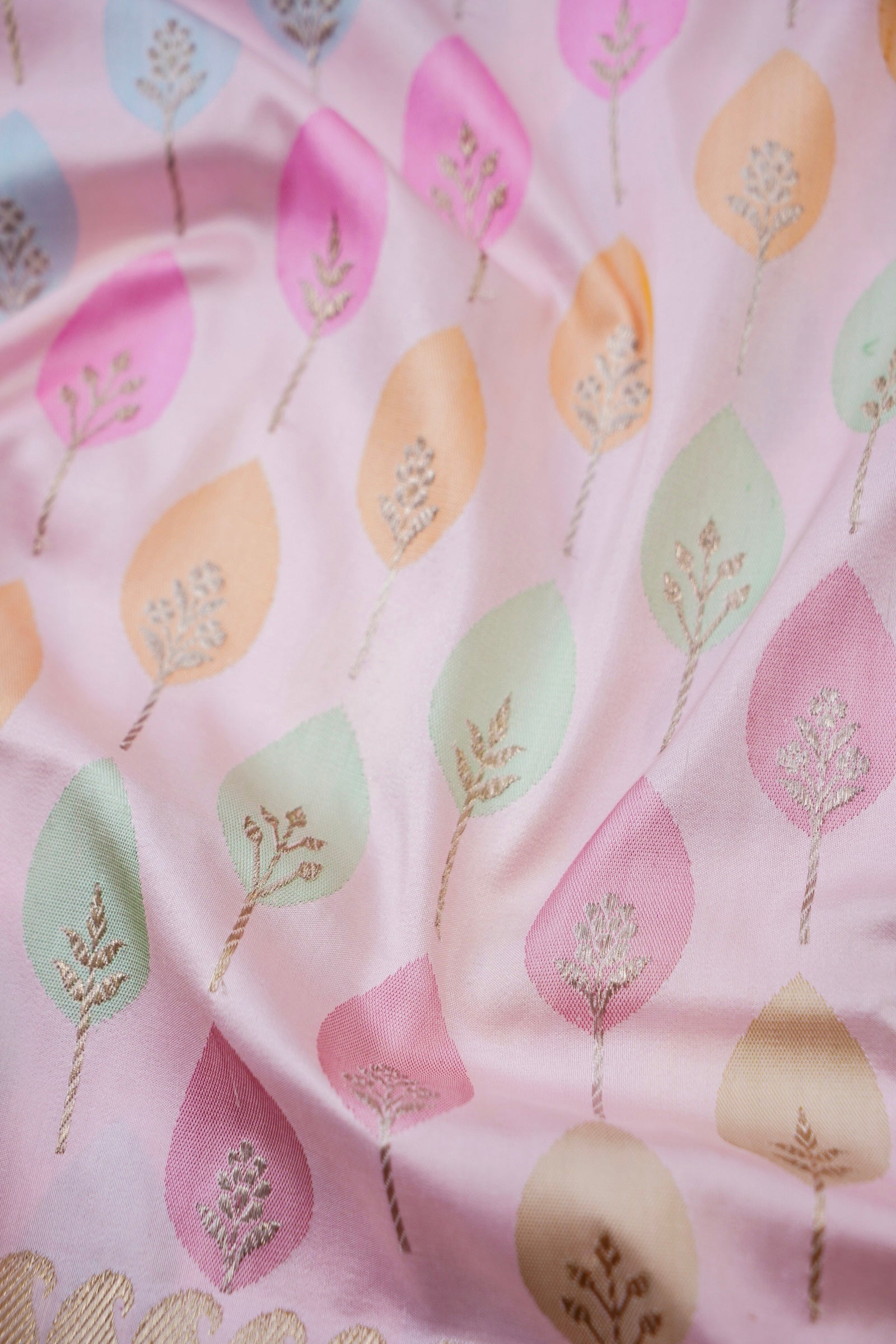 Banarasi Katan Silk Kadwa Handloom Saree in Powder Pink - Khinkhwab