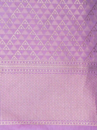 Banarasi Katan Silk Resham Tanchoi Handwoven Saree in Lilac Pink - Khinkhwab