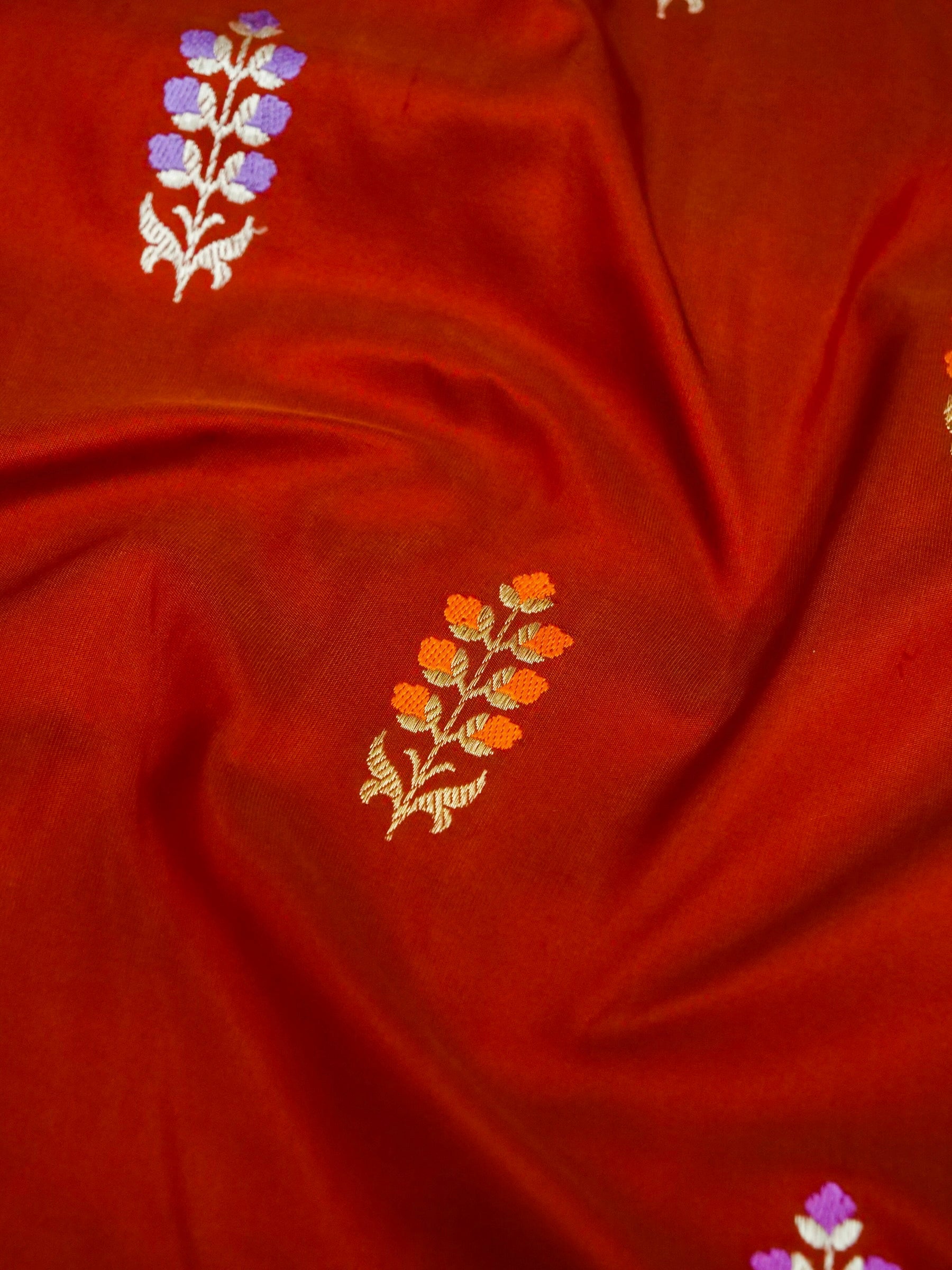 Banarasi Katan Silk Kadwa Tilfi Border Handloom Saree | Red - Khinkhwab