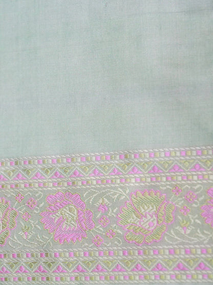 Banarasi Katan Silk Resham Tanchoi Handwoven Saree in Sea Green