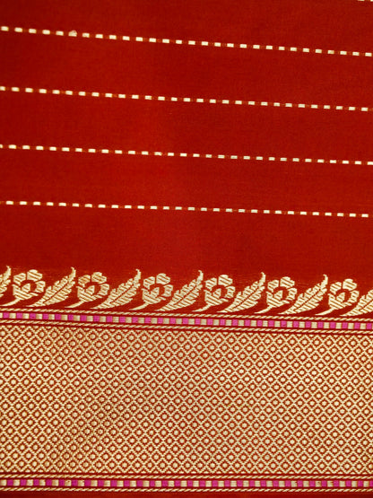 Banarasi Katan Silk Kadwa Tilfi Border Handloom Saree | Red - Khinkhwab