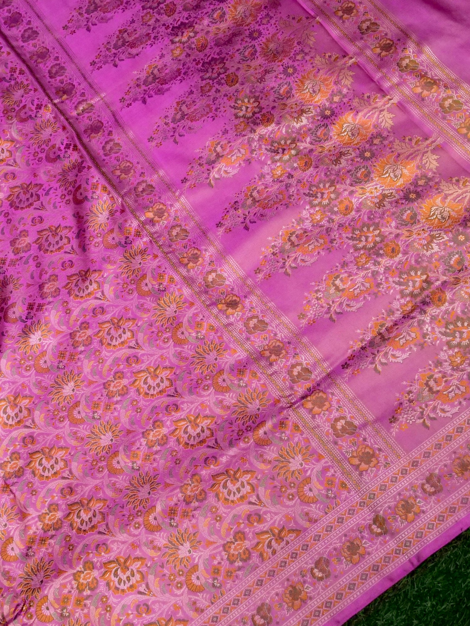 Banarasi Katan Silk Resham Tanchoi Handwoven Saree in Orchid Pink - Khinkhwab