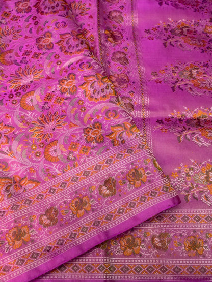 Banarasi Katan Silk Resham Tanchoi Handwoven Saree in Orchid Pink - Khinkhwab