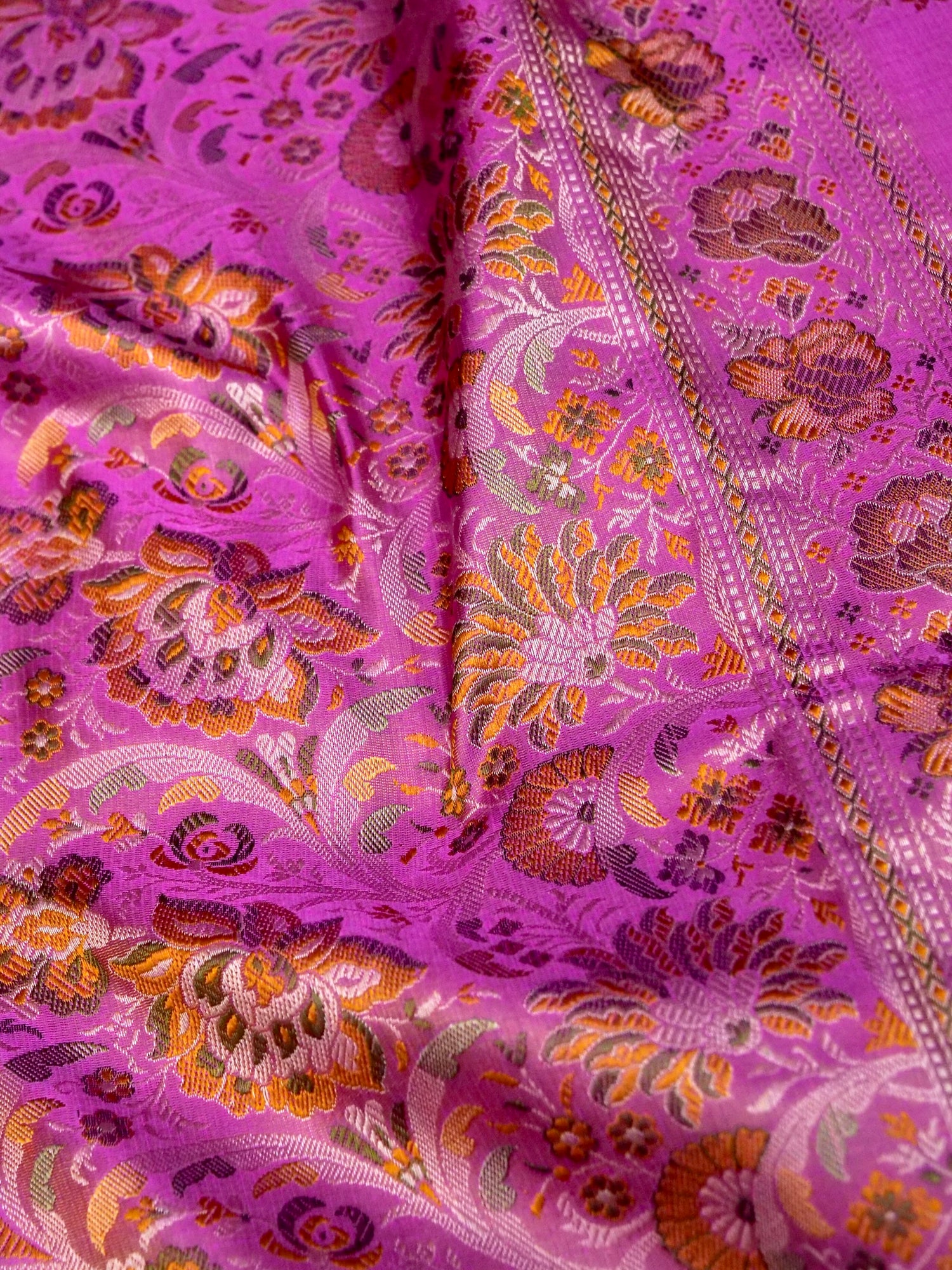 Banarasi Katan Silk Resham Tanchoi Handwoven Saree in Orchid Pink - Khinkhwab