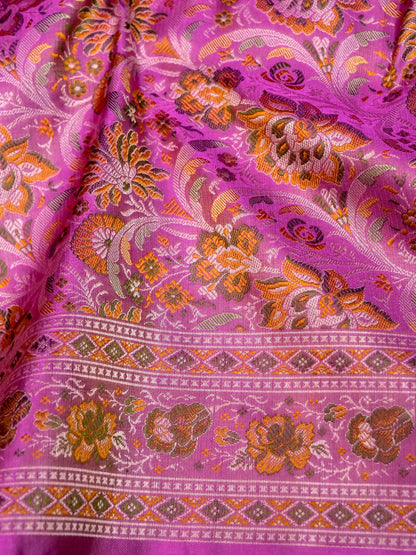 Banarasi Katan Silk Resham Tanchoi Handwoven Saree in Orchid Pink - Khinkhwab