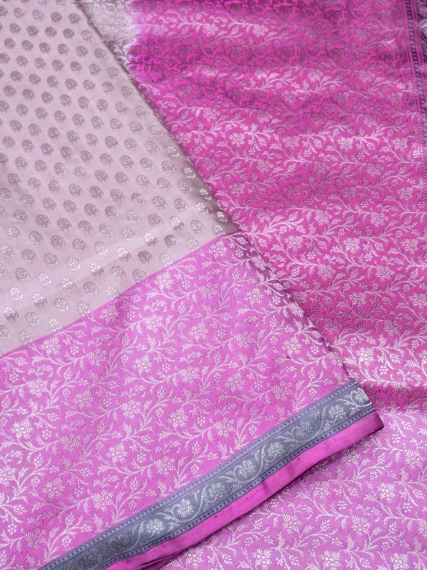 Banarasi Katan Silk Jangla Handwoven Saree in Pink - Khinkhwab