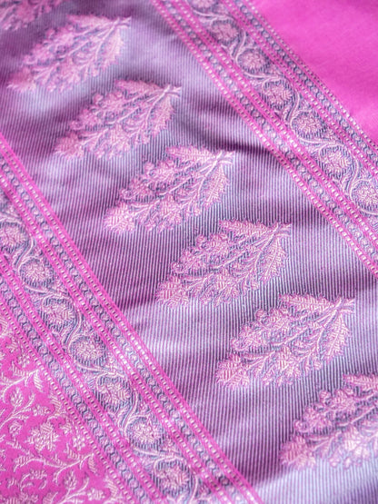 Banarasi Katan Silk Jangla Handwoven Saree in Pink - Khinkhwab