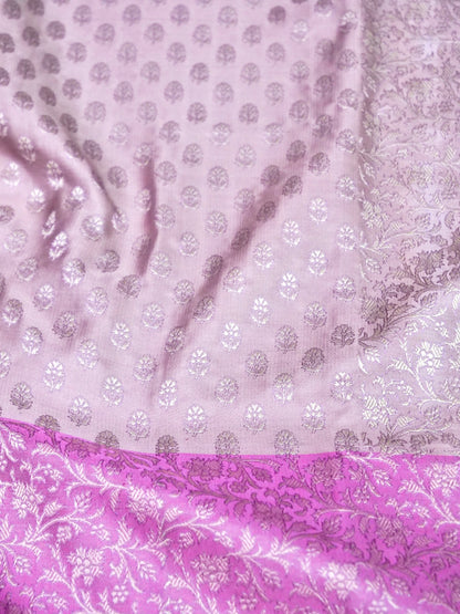 Banarasi Katan Silk Jangla Handwoven Saree in Pink - Khinkhwab
