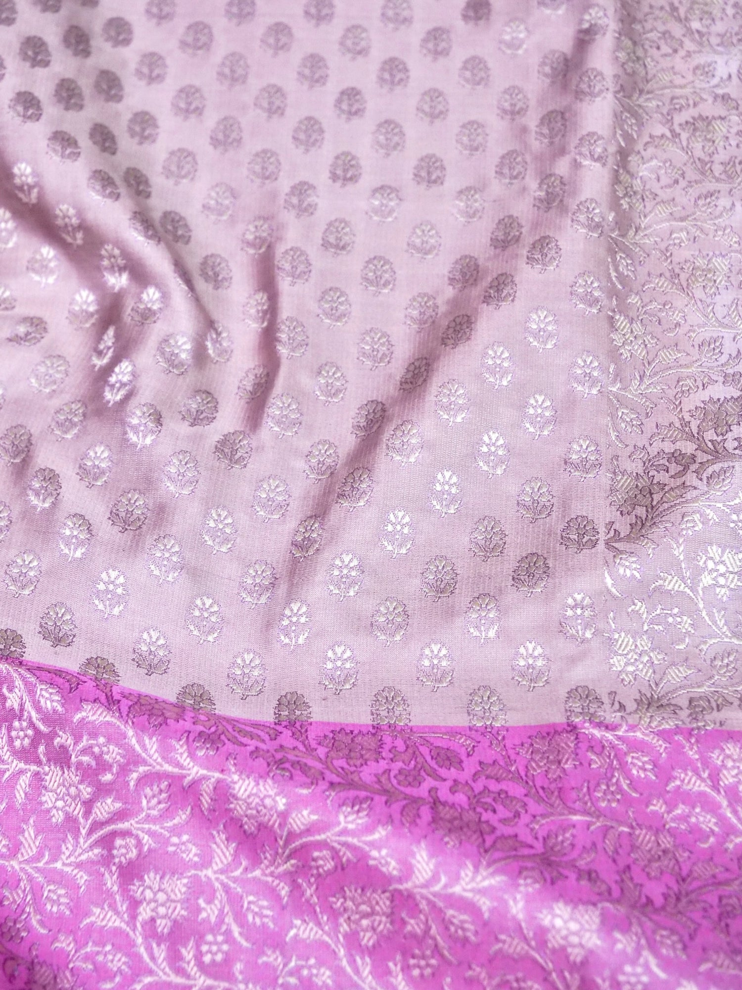 Banarasi Katan Silk Jangla Handwoven Saree in Pink - Khinkhwab