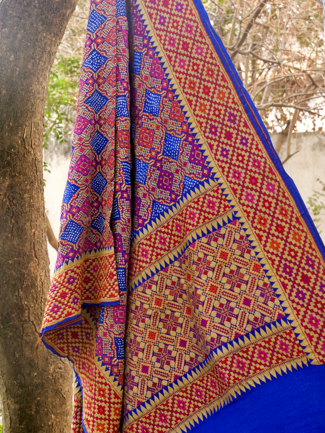Blue Georgette Handloom Banarasi Bandhani Dupatta - Khinkhwab