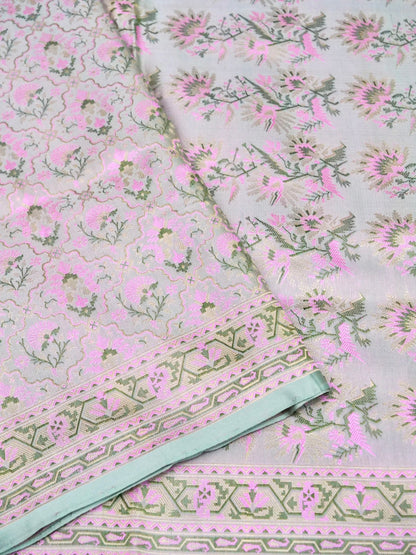 Banarasi Katan Silk Resham Tanchoi Handwoven Saree in Powder Pink