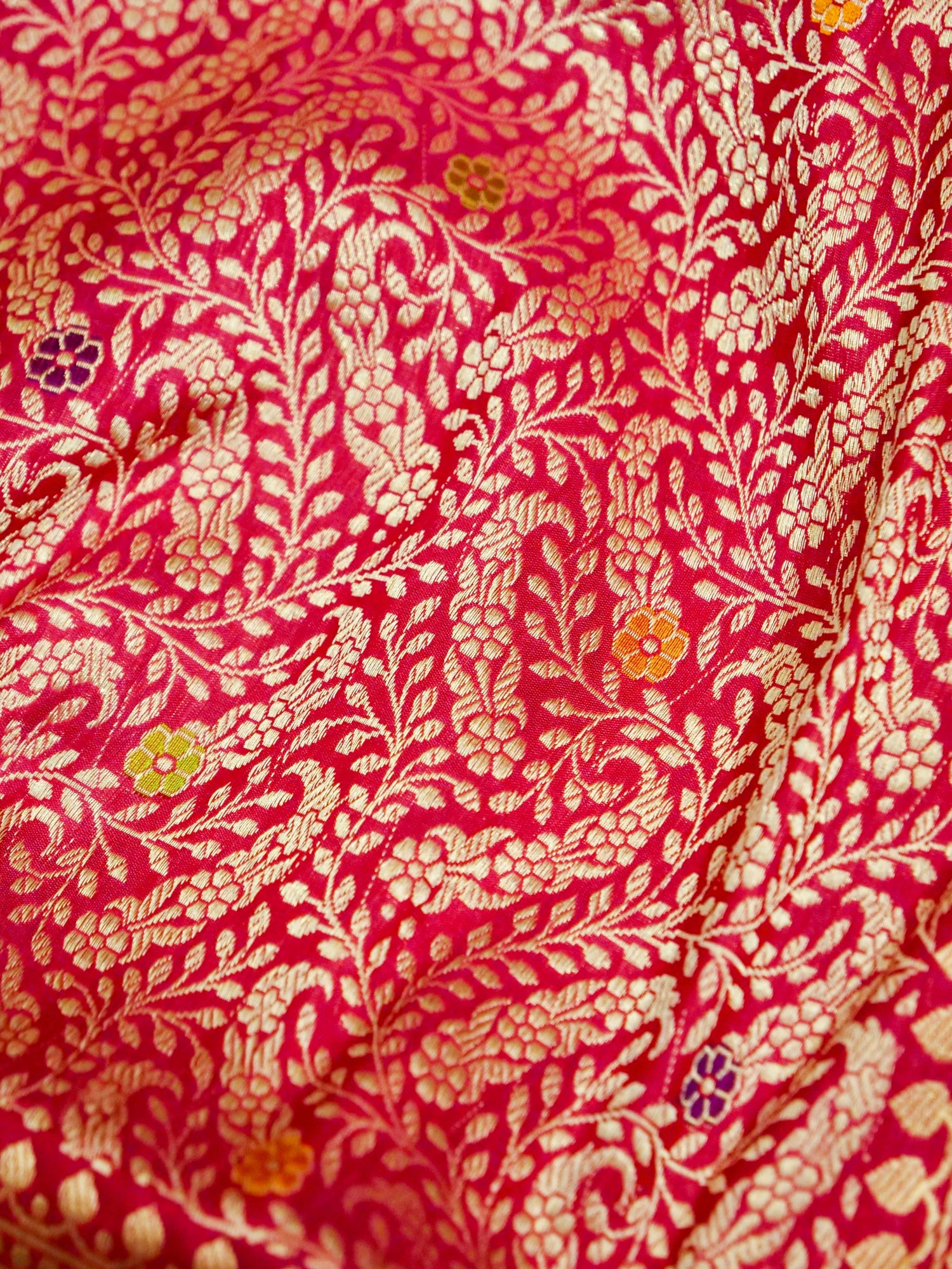 Banarasi Katan Silk Zari Tanchoi Handloom Saree | Magenta - Khinkhwab