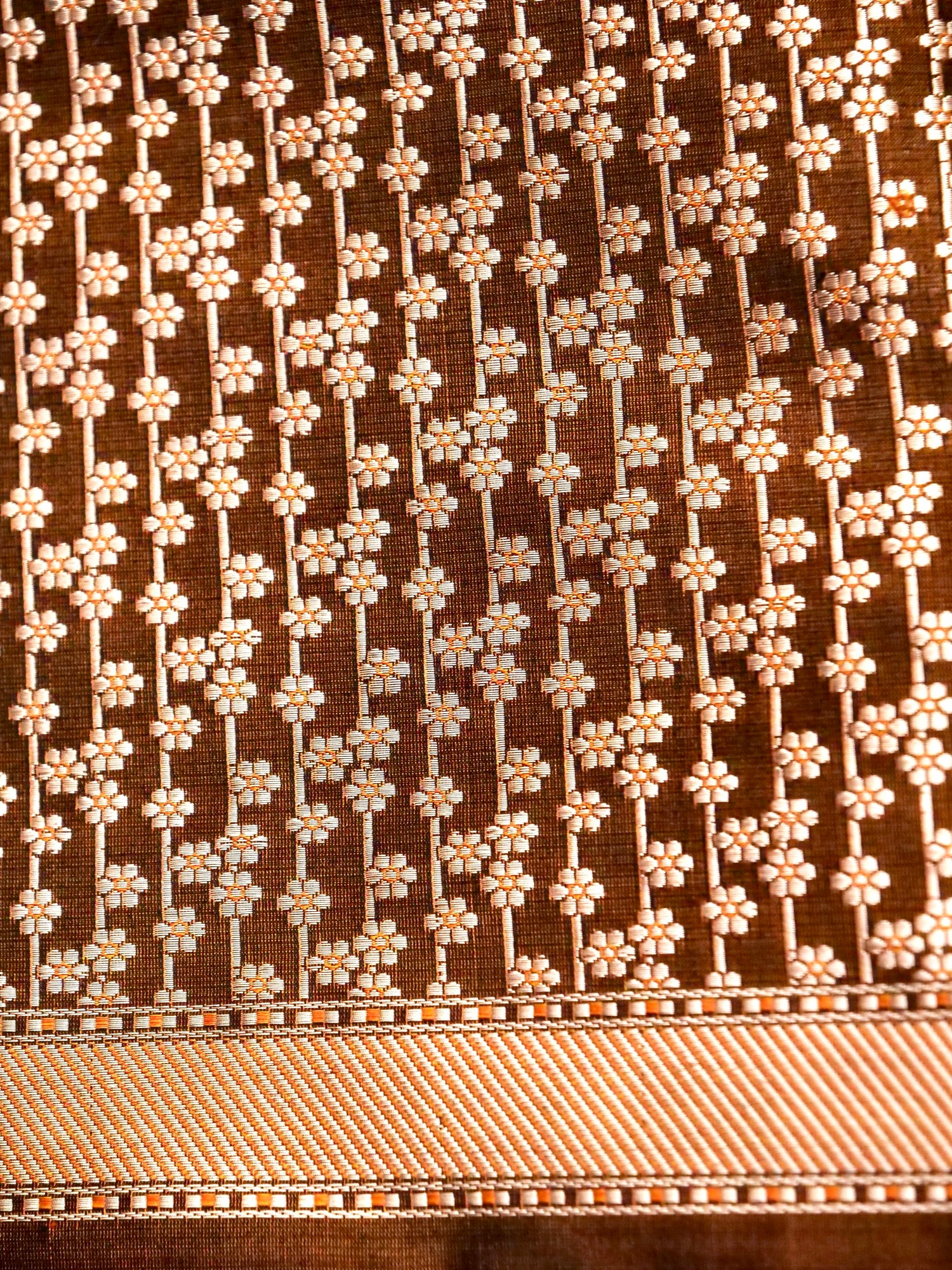 Katan Silk Meenakari Tanchoi Banarasi Saree in Chocolate Brown