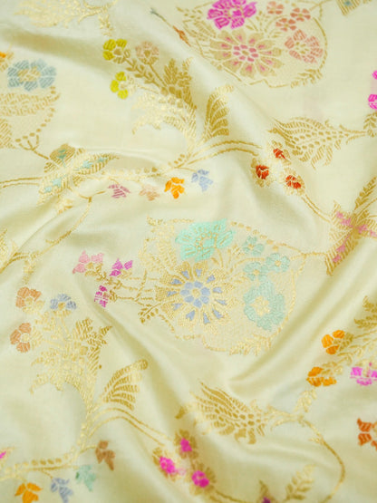 Banarasi Pure Katan Silk Kadwa Meenakari Saree | Ivory - Khinkhwab