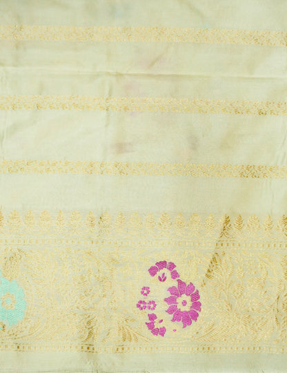 Banarasi Pure Katan Silk Kadwa Meenakari Saree | Ivory - Khinkhwab