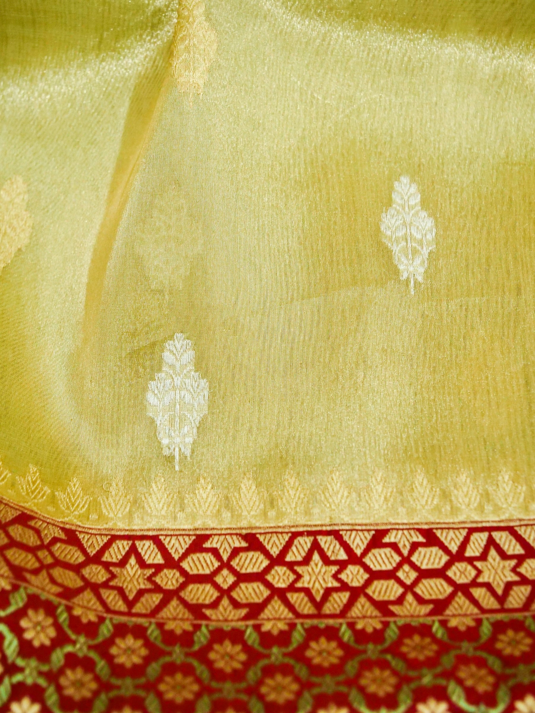 Handloom Banarasi Pure Silk Tissue Kadwa Saree with Katan Border - Khinkhwab