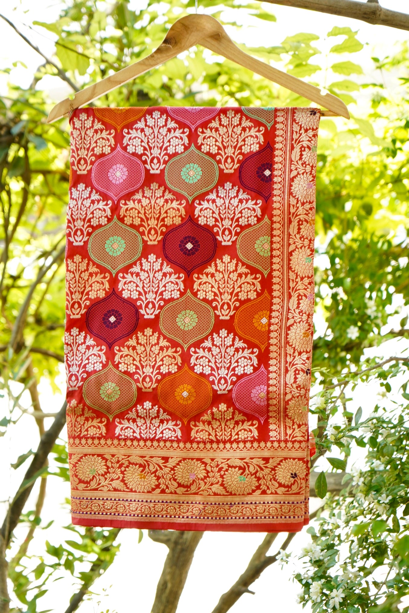 Banarasi Katan Silk Kadwa Meenakari Handloom Saree | Red