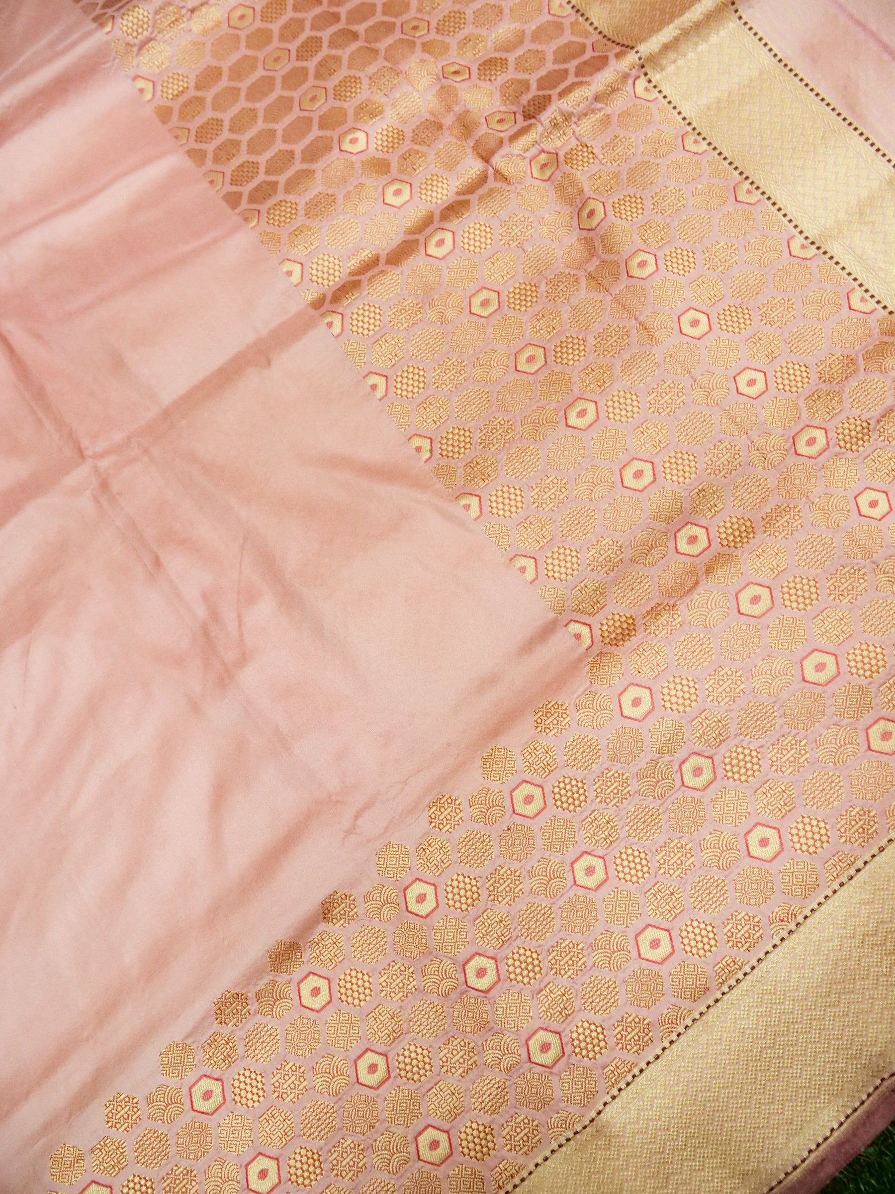 Banarasi Katan Silk Kadwa Skirt Border Handloom Saree | Blush Pink - Khinkhwab