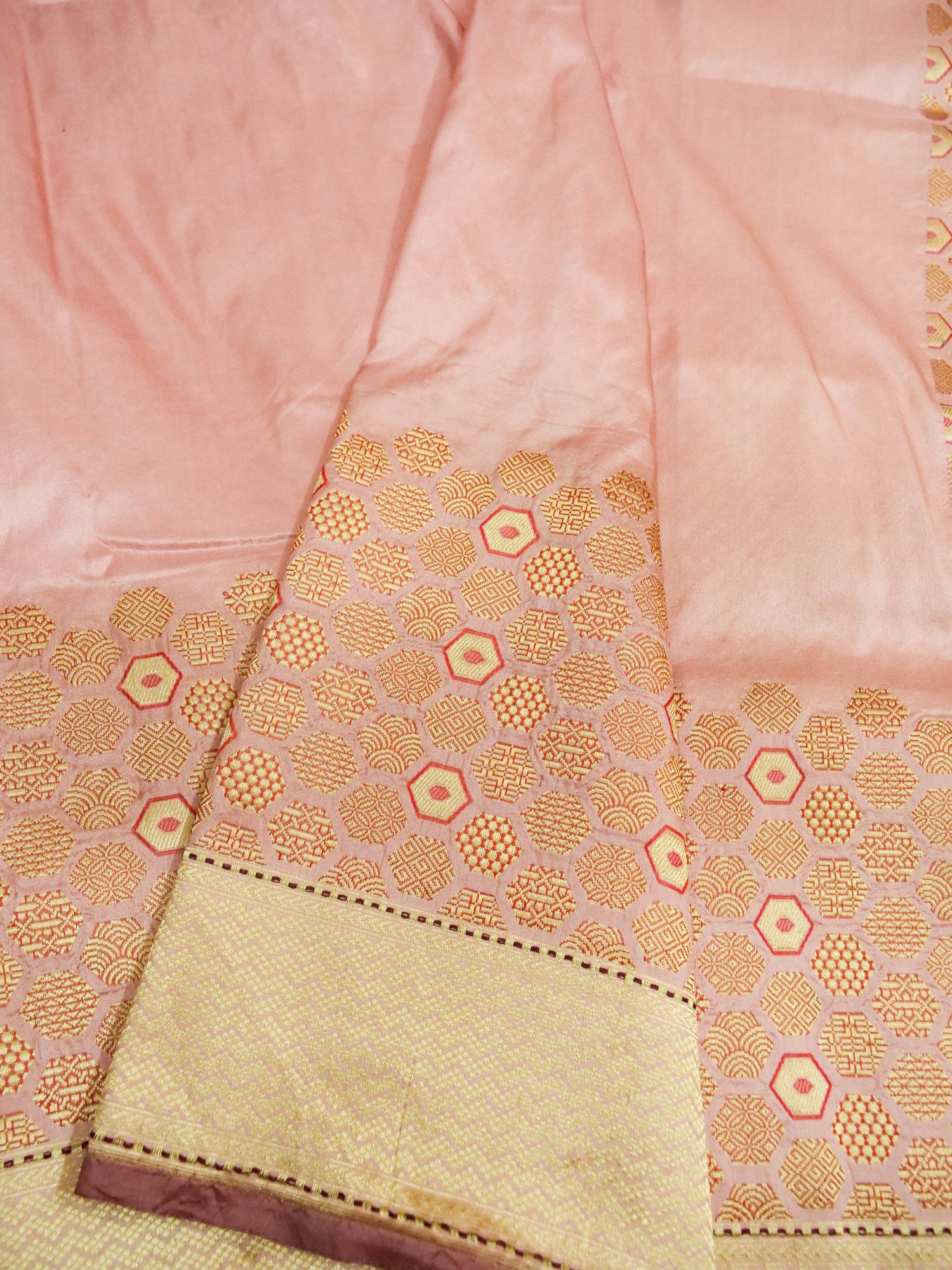 Banarasi Katan Silk Kadwa Skirt Border Handloom Saree | Blush Pink - Khinkhwab
