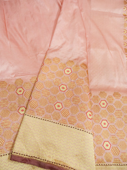 Banarasi Katan Silk Kadwa Skirt Border Handloom Saree | Blush Pink - Khinkhwab