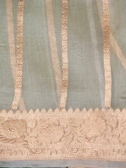 Banarasi Kora Silk Kadwa Meenakari Handwoven Saree in Ivory Cream - Khinkhwab