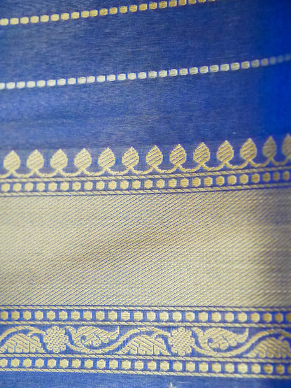 Banarasi Pure Silk Tissue Kadwa Handloom Saree in Periwinkle - Khinkhwab