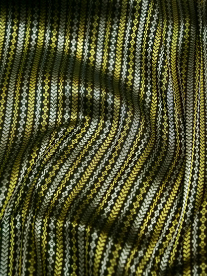 Banarasi Katan Silk Meenakari Border Stripe Handloom Saree | Black - Khinkhwab