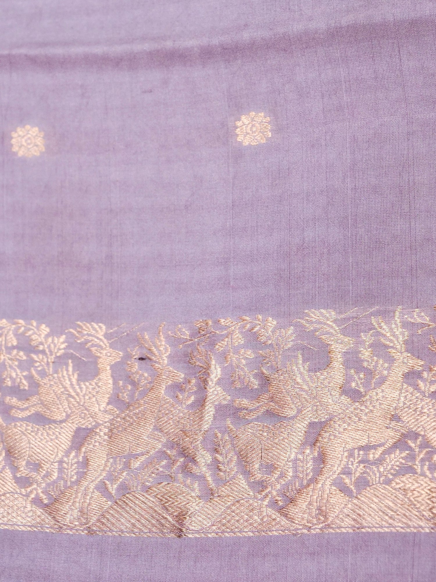 Banarasi Katan Silk Kadwa Shikargah Handwoven Saree in Dusty Lilac - Khinkhwab