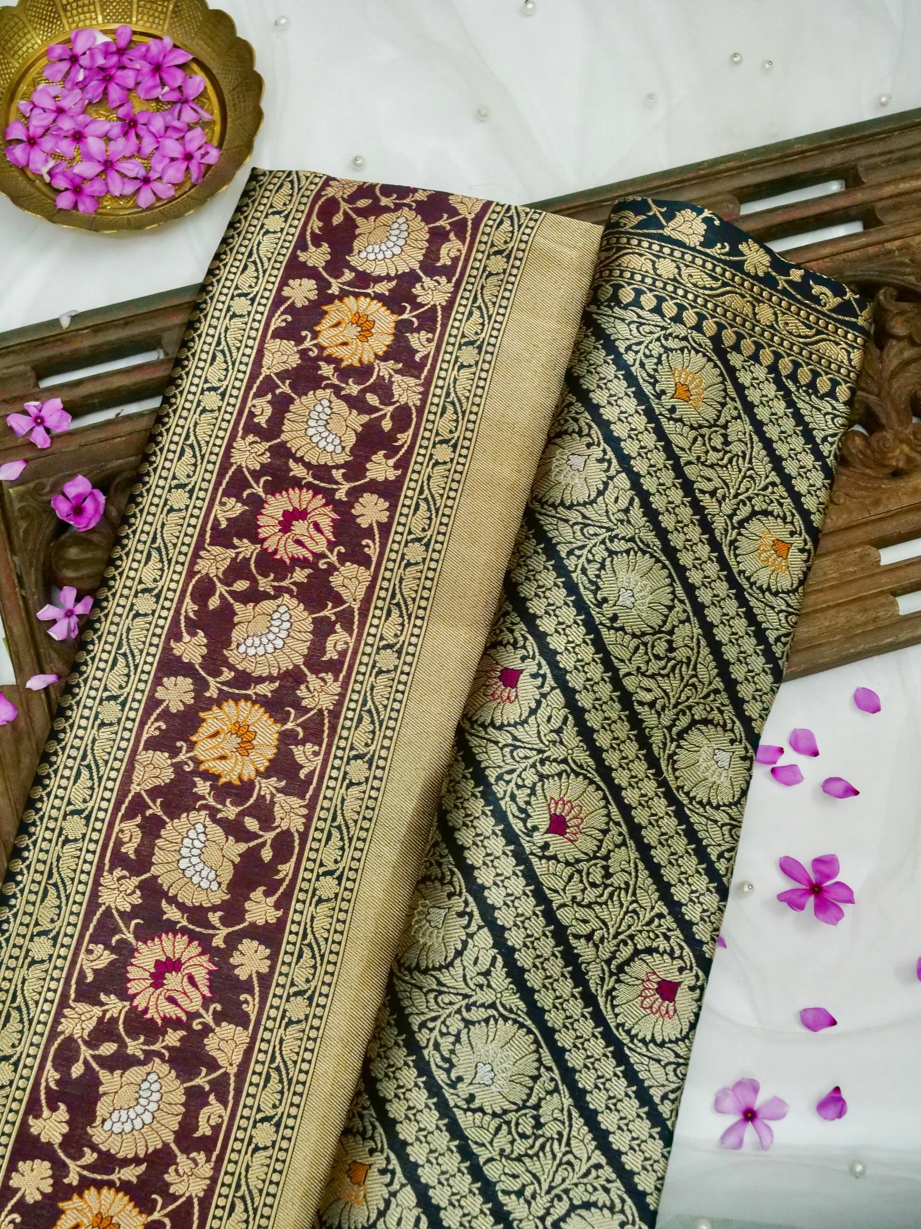 Banarasi Katan Silk Zari Tanchoi Handloom Saree | Teal - Khinkhwab