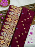 Banarasi Katan Silk Meenakari Border Handloom Saree | Wine - Khinkhwab