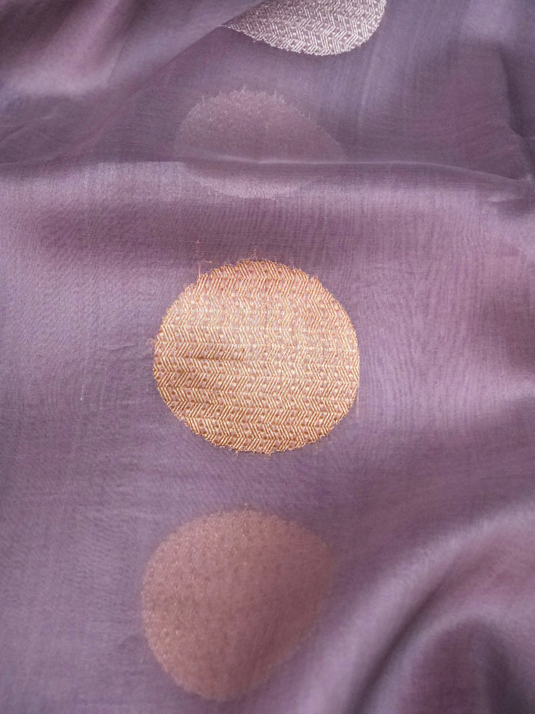 Kora Silk Kadwa Handwoven Banarasi Saree in Dusty Lilac