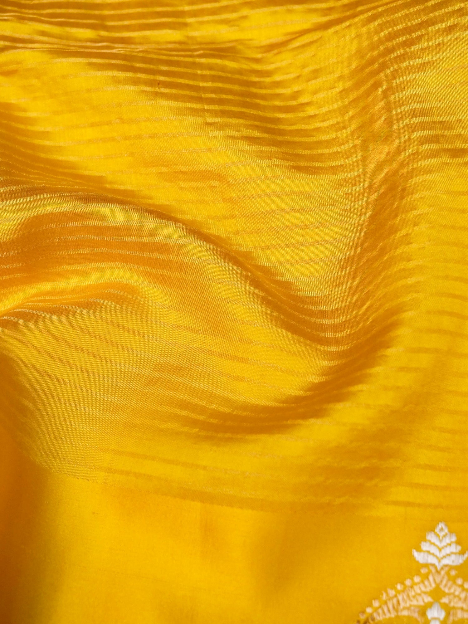 Banarasi Katan Silk Kadwa Striped Handwoven Saree in Marigold Yellow - Khinkhwab