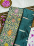 Banarasi Katan Silk Kadwa Tilfi Border Handloom Saree | Teal - Khinkhwab