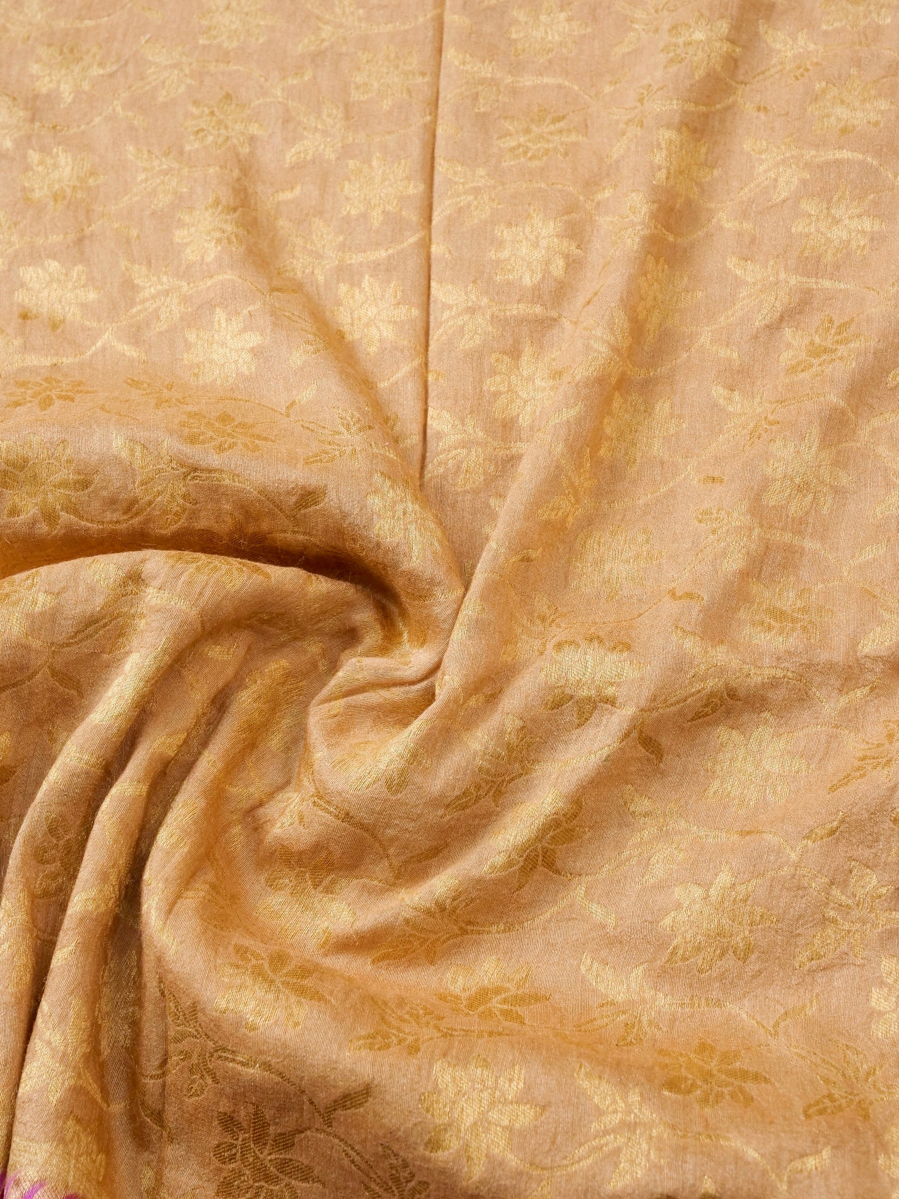 Beige Pure Moonga Silk Handloom Banarasi Dupatta - Khinkhwab