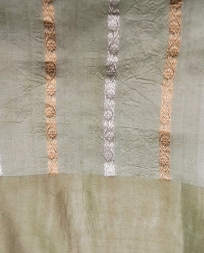 Banarasi Katan Silk Kadwa Tree Buti Handwoven Saree in Sage Green - Khinkhwab
