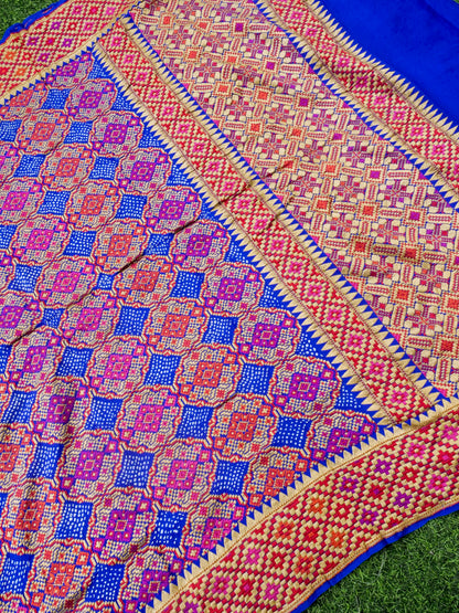 Blue Georgette Handloom Banarasi Bandhani Dupatta - Khinkhwab