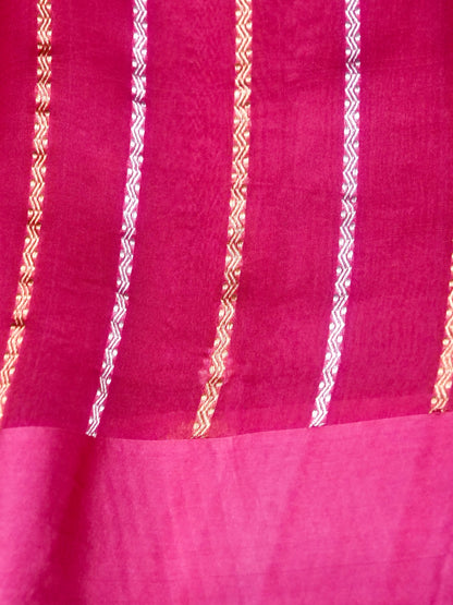 Banarasi Katan Silk Kadwa Marigold Handwoven Saree in Rani Pink - Khinkhwab
