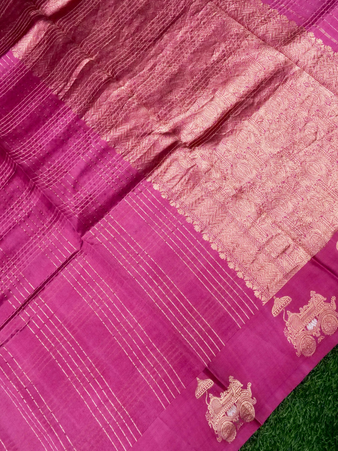 Banarasi Katan Silk Kadwa Rath Border Handwoven Saree in Mauve Pink - Khinkhwab