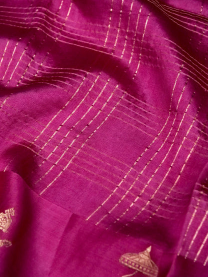 Banarasi Katan Silk Kadwa Rath Border Handwoven Saree in Mauve Pink - Khinkhwab