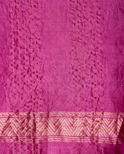 Banarasi Katan Silk Kadwa Rath Border Handwoven Saree in Mauve Pink - Khinkhwab