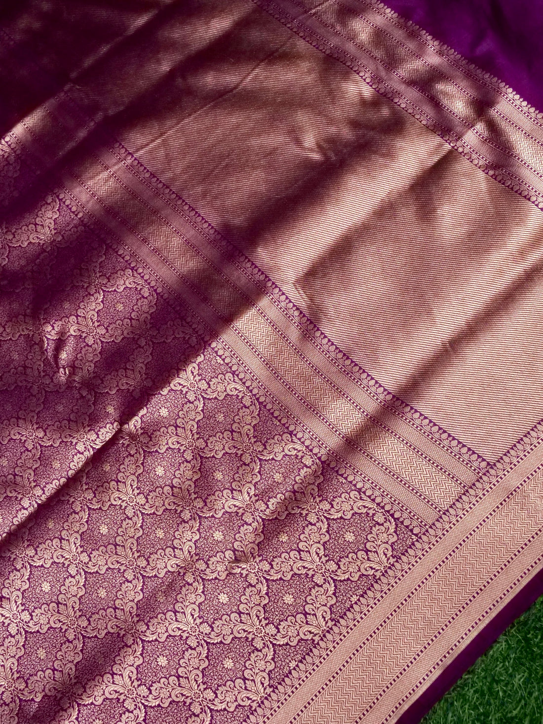 Banarasi Katan Silk Zari Tanchoi Handwoven Saree in Wine Purple