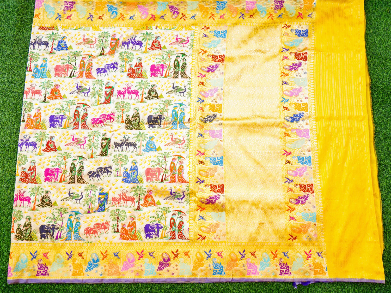 Handwoven Banarasi Katan Silk Kadwa Shikargah Saree